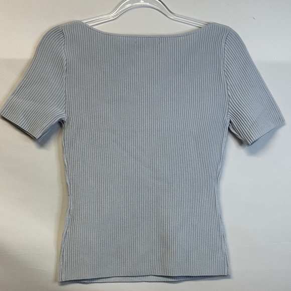 NWT Banana Republic Light Blue Ribbed Short Sleeve Boatneck Top Size S - Picture 4 of 4